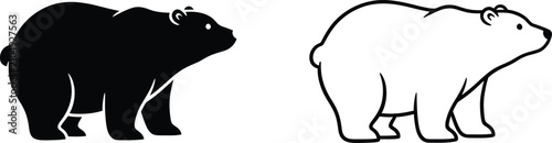 Bears Standing in a Minimalist Vector Illustration