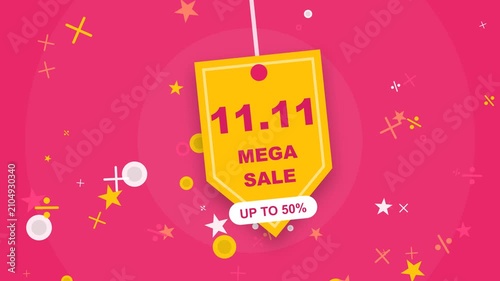 11.11 Mega Sale promotional tag with discount offer