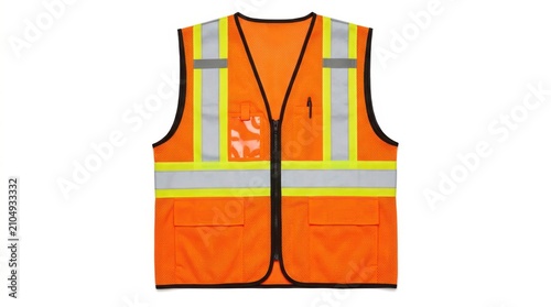 High visibility safety vest with reflective strips, reflective