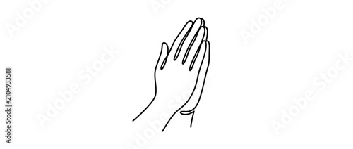 Canvastavla Minimalist Line Art Praying Hands Icon