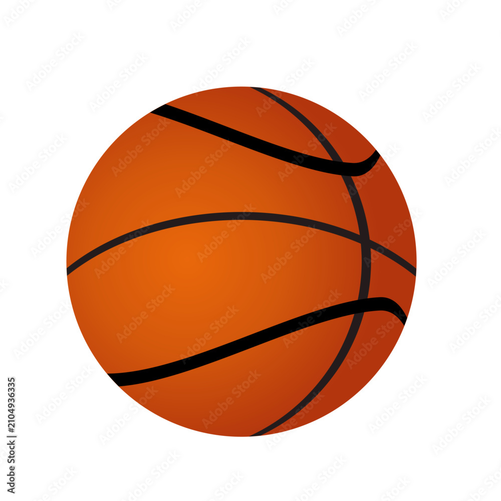 Fototapeta premium Vector illustration of a classic orange basketball ball with black lines. Clean flat cartoon style graphic design element, isolated on a white background.