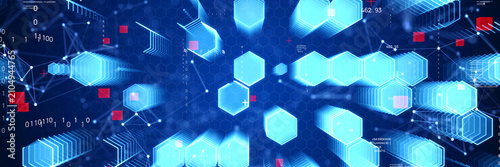 デジタルネットワーク。DX、AI、IT、テクノロジー、科学、データ、サイバー、未来、背景、BG