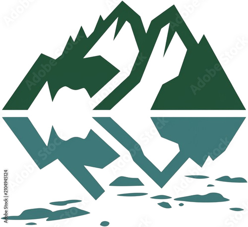 Minimalist Mountain Symmetrical Reflection on Water Icon
