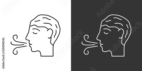 Fotografie Breathing Black And White Multiple Style Icon Set Collection Pack Vector Illustr
