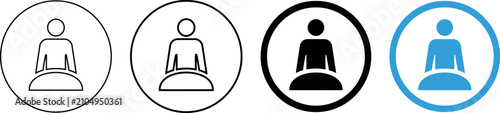 Four user profile icons line art solid black and blue variations