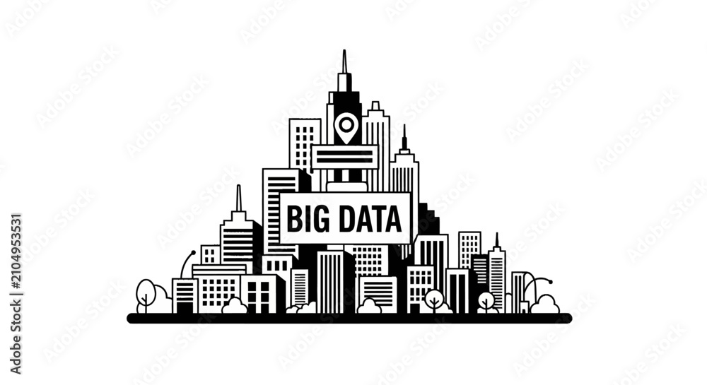 Fototapeta premium Big Data Smart City Skyline Concept