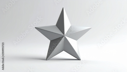 Silver 3D Star Sculpture on White Background