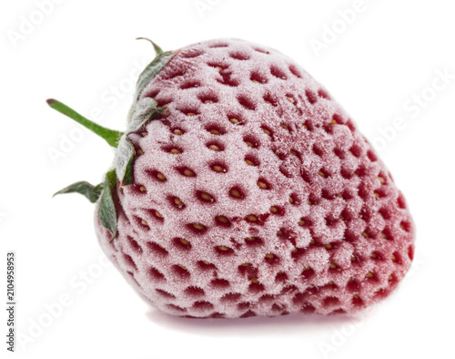 Frozen strawberries isolated on a white background.