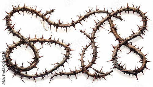 Closeup of Thorny Vine with Sharp Spikes