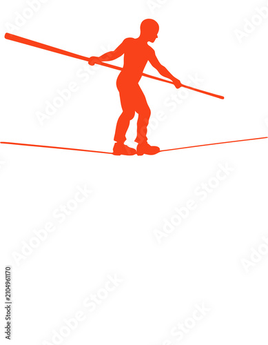 Obraz na płótnie Tightrope walker silhouette illustration