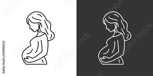 Fotografie Pregnancy Black And White Multiple Style Icon Set Collection Pack Vector Illustr