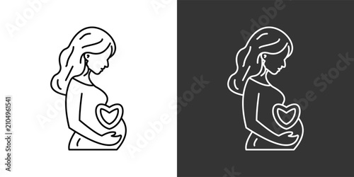 Fotografija Prenatal Black And White Multiple Style Icon Set Collection Pack Vector Illustra