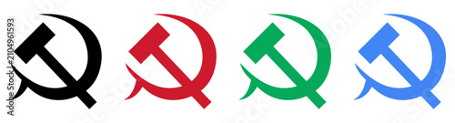 Photos Hammer and Sickle Symbol Red Communist Emblem Soviet Style Icon Vector Illustration