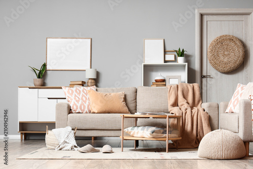 Cozy living room interior w...
