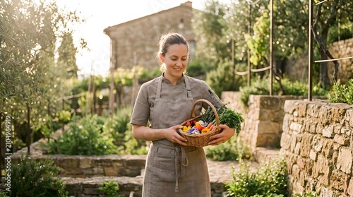 Restaurant Chef Harvesting Premium Garden Ingredients