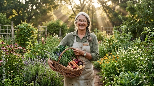 Horticulturist Holding Fresh Medicinal Herbs and Organic Harvest