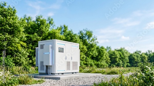 Outdoor Electrical Equipment Cabinet in Green Nature Setting