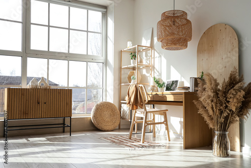 Interior of light home offi...