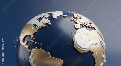 Detailed 3D Rendered Globe with Continents and Oceans.
