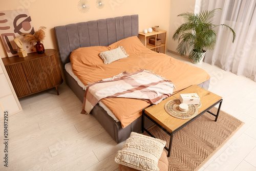 Stylish interior of bedroom...