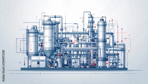 Industrial Chemical Plant Technical Blueprint Design.