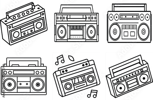 Retro radio icon. line and glyph version, outline and filled vector sign. Old radio with antenna linear and full pictogram. Symbol, logo illustration. Different style icons set