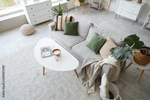 Cozy sofa, coffee table, ch...