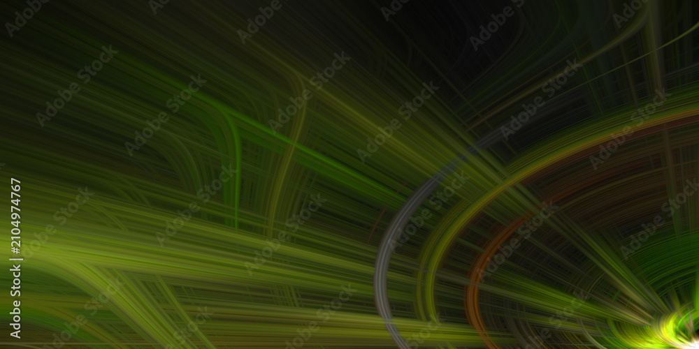 Naklejka premium Abstract swirling green light trails forming fiber optic energy glow effect backdrop.
