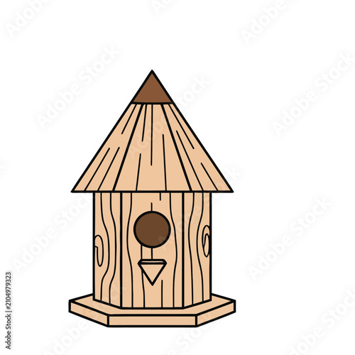 Wooden birdhouse with entrance hole