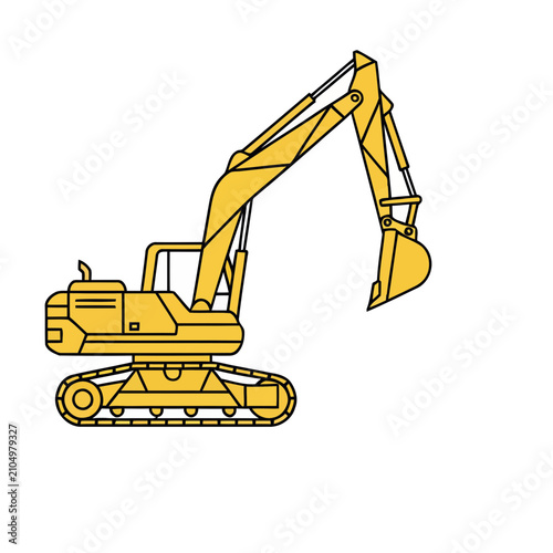 Yellow excavator illustration