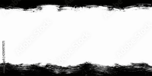 Foto Black Ink Splat Grunge Frame Border with Rough Texture, Vintage Paint Splash Vec