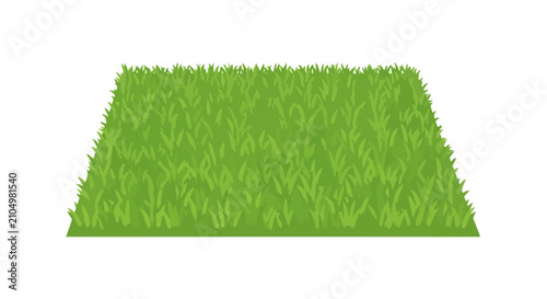 Rectangular green grass field patch in perspective