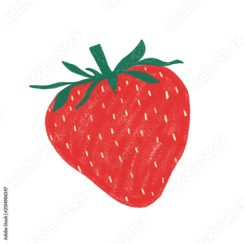 Bild auf Leinwand Hand Drawn Red Strawberry Illustration Isolated on White Background