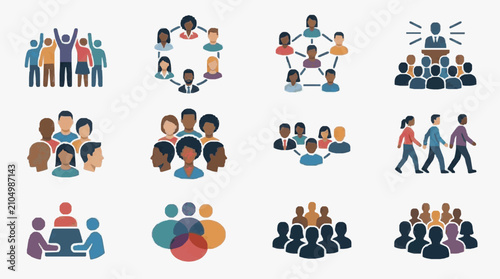 Konstfotografi Group Dynamics and Team Collaboration Icons.