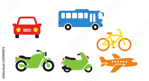 Vehicles Transportation Icons Set.