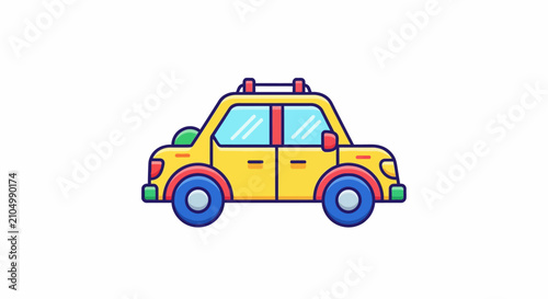 Yellow Taxi Cab Vehicle Side View.