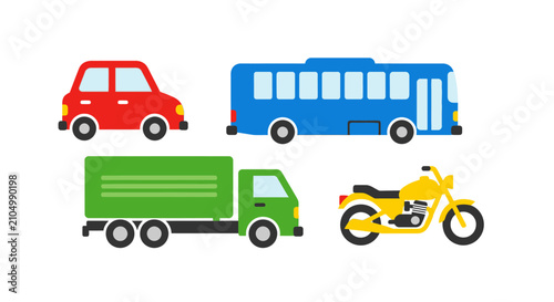 Vehicles Transportation Modes Icon Set.