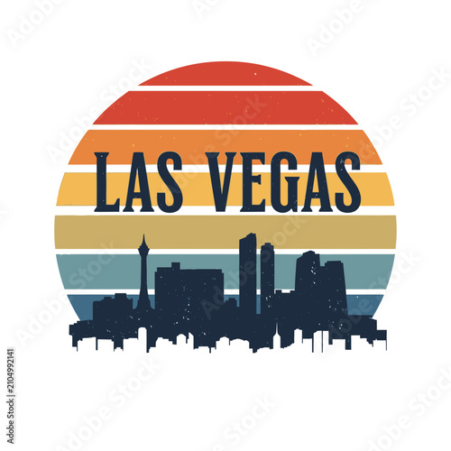 Las Vegas Skyline Vintage Sunset Retro Design