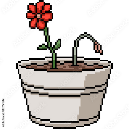 pixel art isolated background of flower survive die