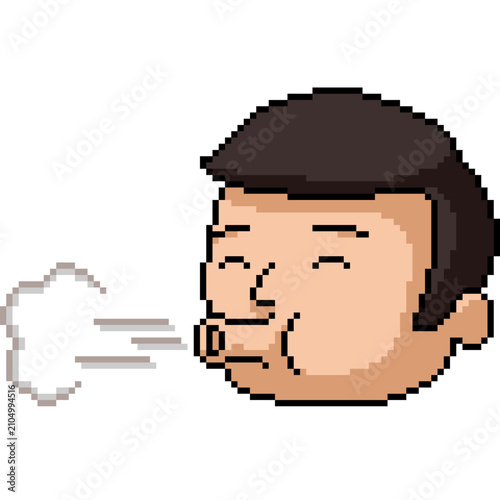 pixel art isolated background of man blow wind