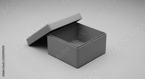Open grey cardboard box packaging mockup on clean background