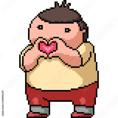 pixel art isolated background of boy show love