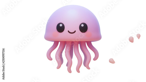 pink octopus isolated on white