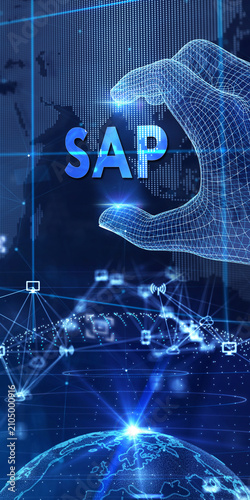 SAP System Software Automation concept on virtual screen data center. Business, modern technology, internet and networking concept. 3d illustration