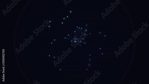 Abstract Digital Network Visualization Showing Glowing Nodes and Connecting Lines in Dark Space