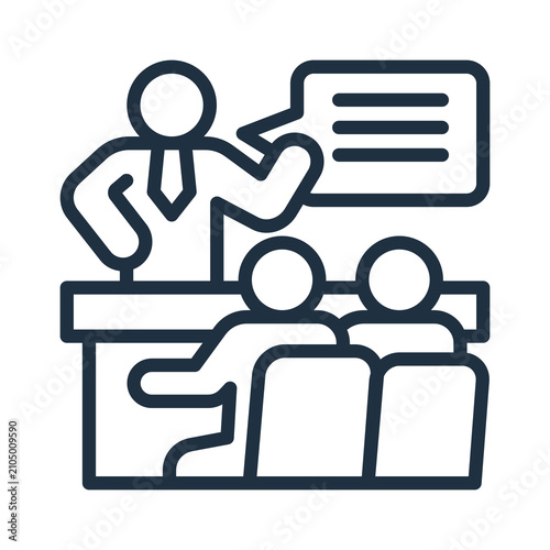 Parent Teacher Meeting Icon Black Line Style
