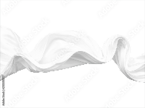 Digital halftone wavy grid network pattern background vector