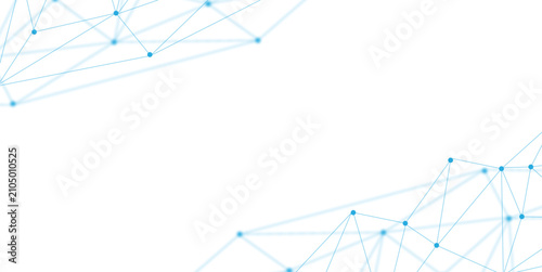 фотографія Abstract Blue Polygon Network Frame on White Background with Digital Technology
