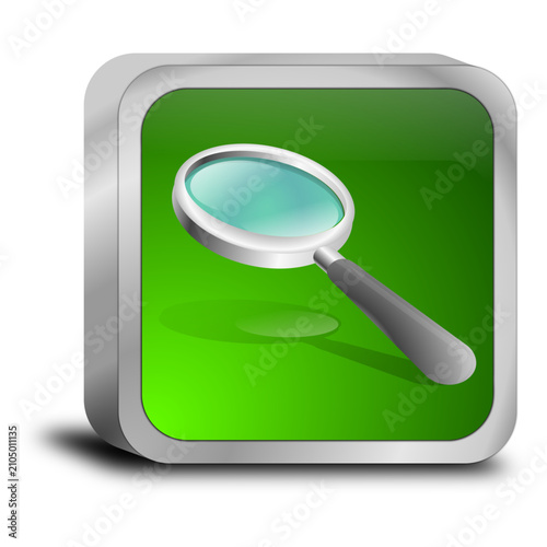 magnifying glass button - 3D illustration