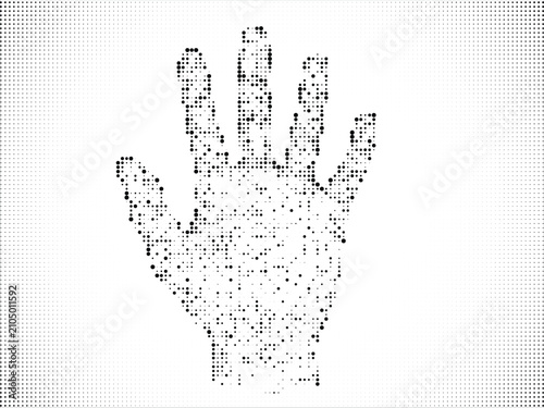 Halftone human hand print digital technology concept vector
